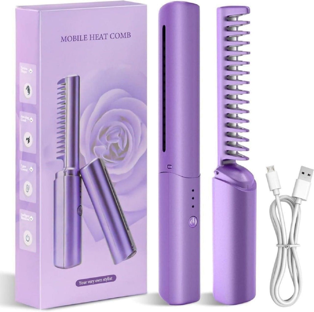 Mini Hair Straightener Comb – Cordless & Rechargeable | Meneflix™